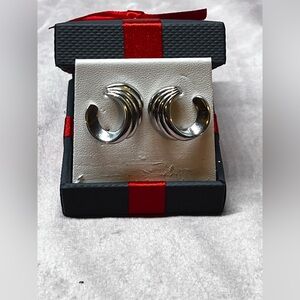 Elegant Monet Silver Hoop Earrings